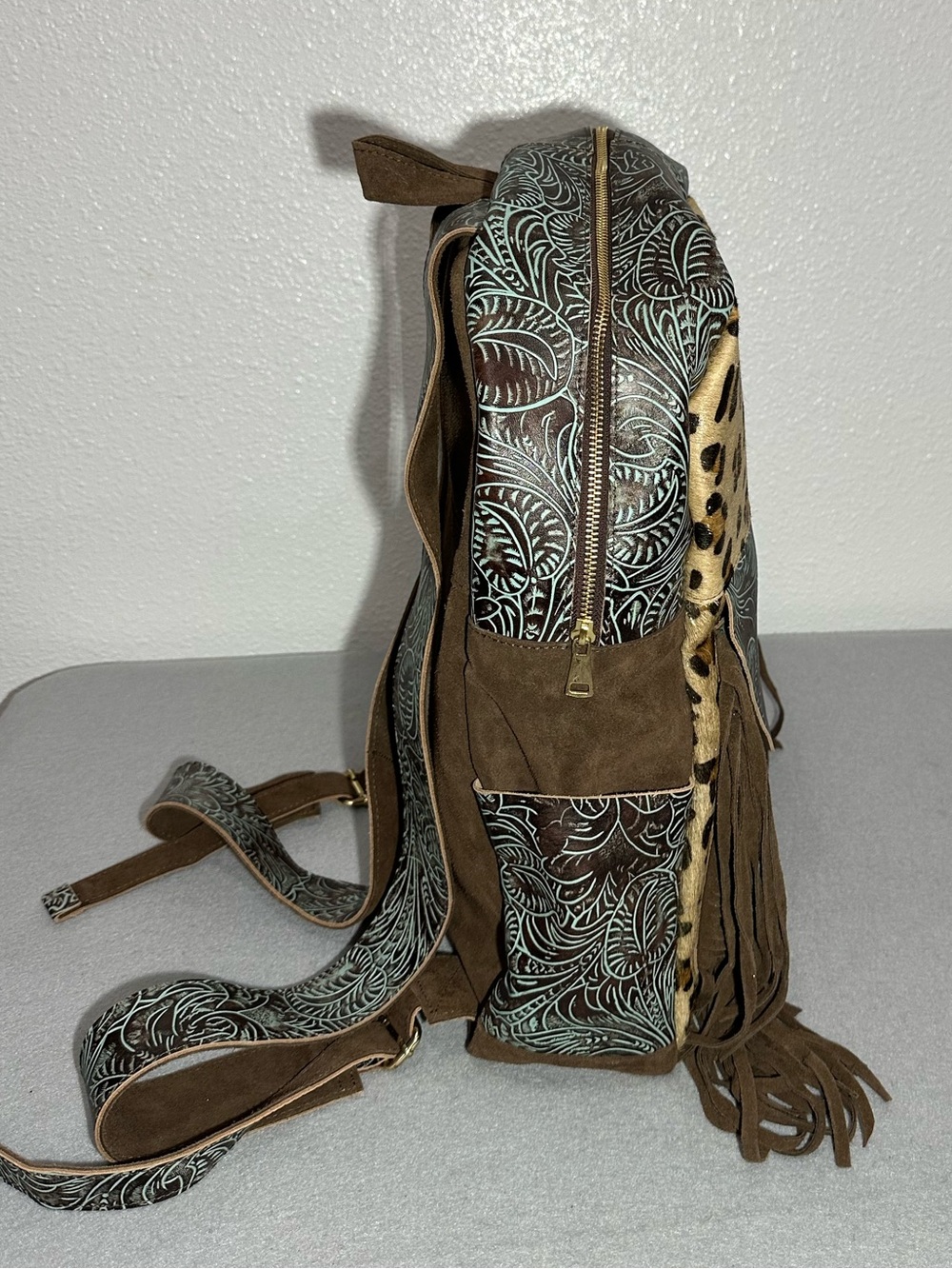 Southern Fried Chics Handcrafted Western-Style Leather Backpack View 2